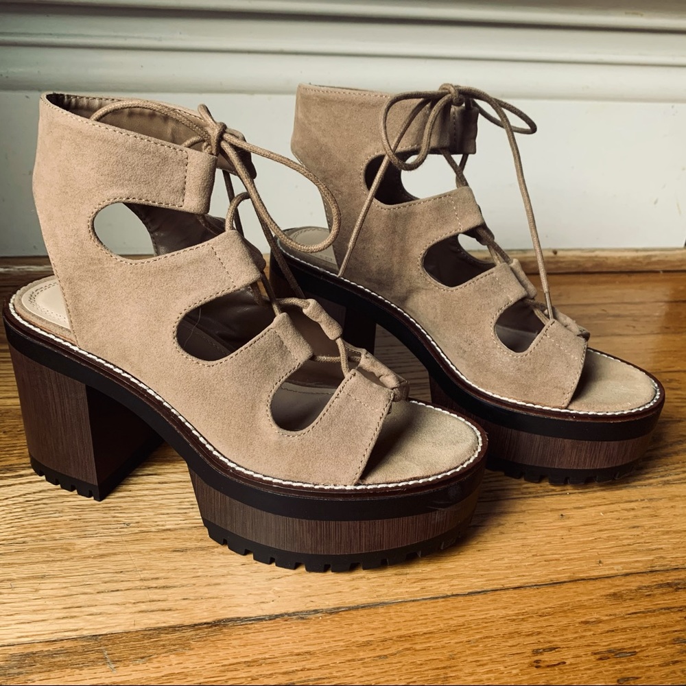 Suede Lace-up Platform Sandals 🤎